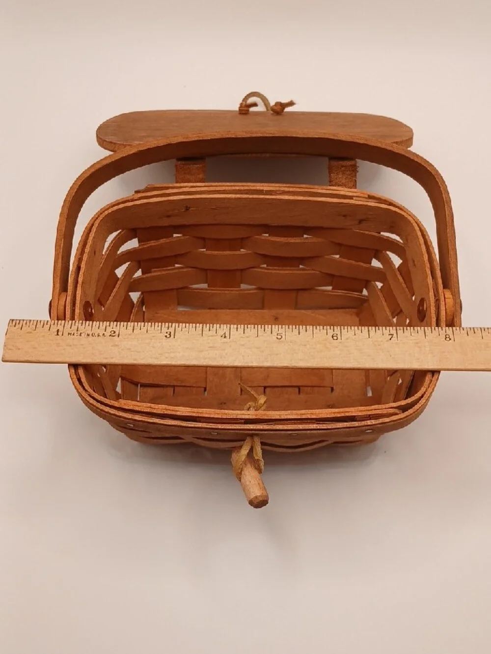 Vintage 1987 Painted Lid Small Longaberger Basket